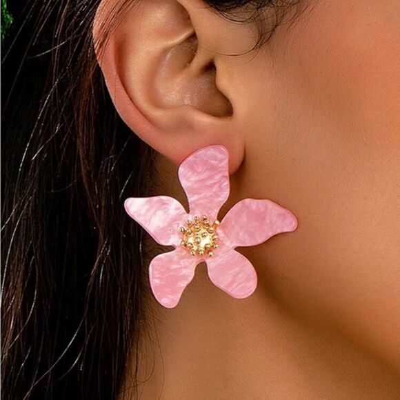 Bohemian purple flower earrings A272 - Picture 2 of 5
